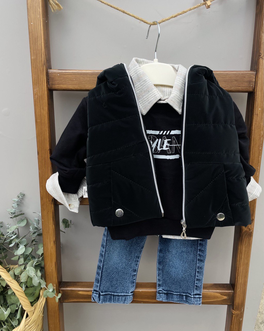 Jeans And Black 4 Pcs Boys Set