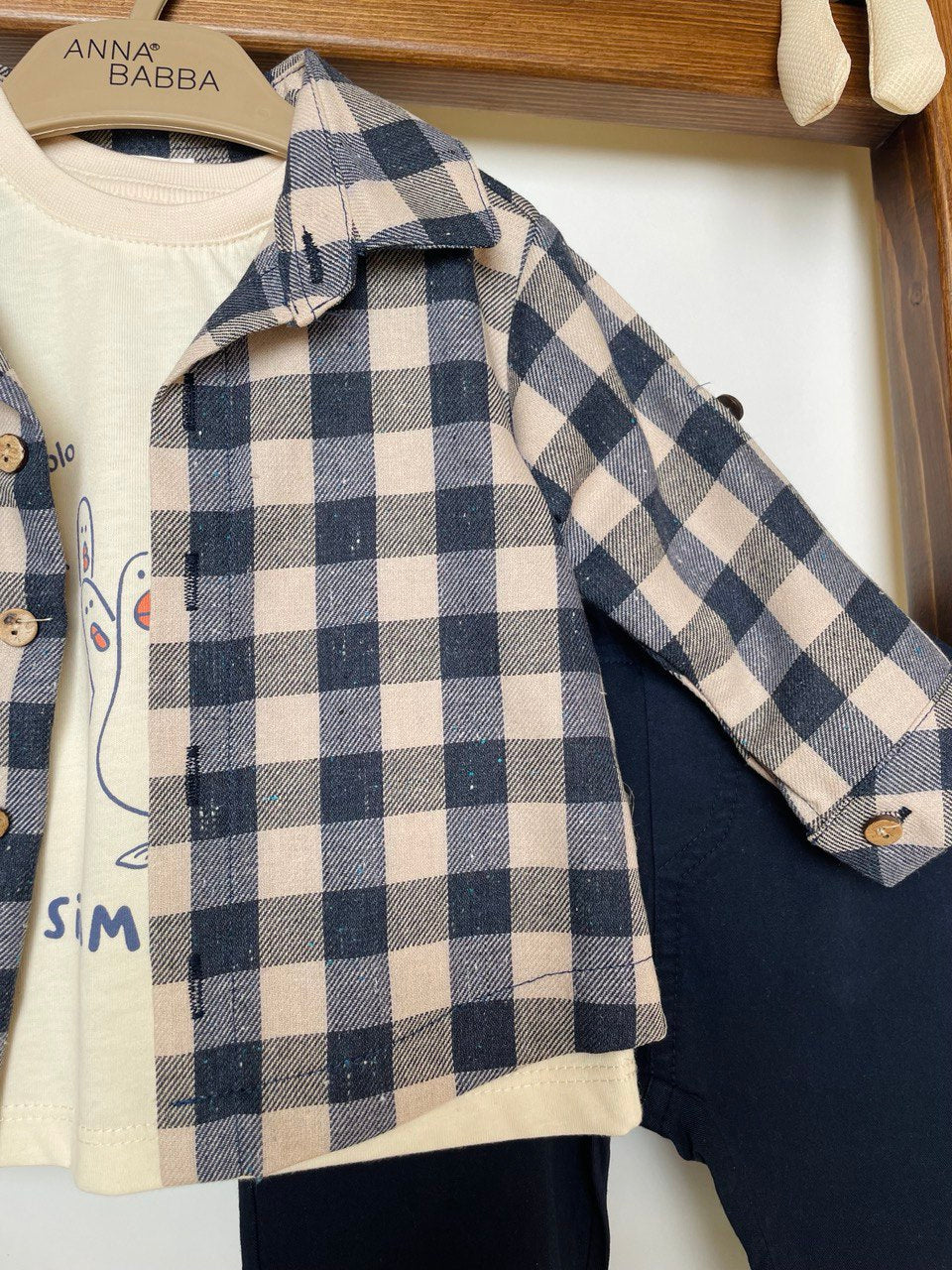 Navy Blue And Beige 3 Pcs Set