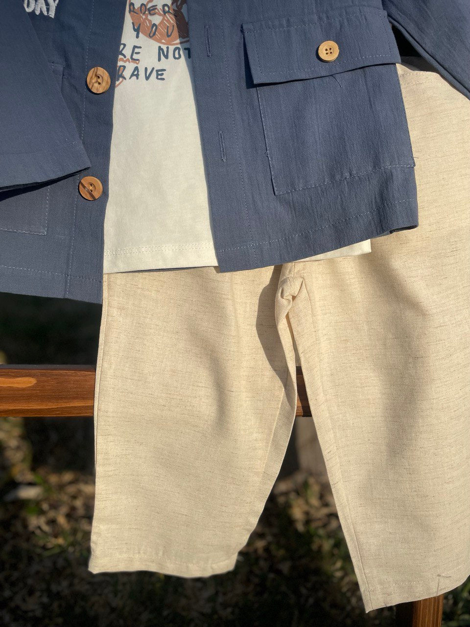 Blue And Beige 3 Pcs Set