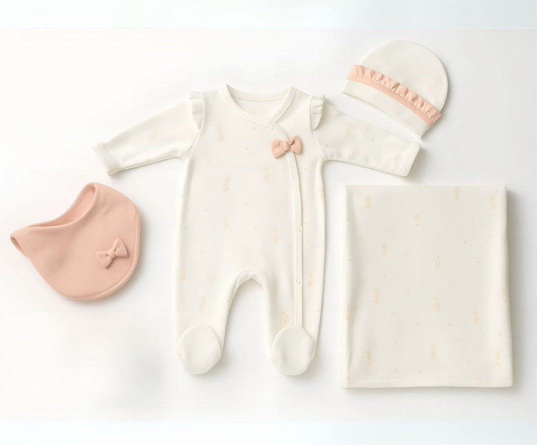 With And Peach Color Organic Cotton Hospital Set 5 pcs