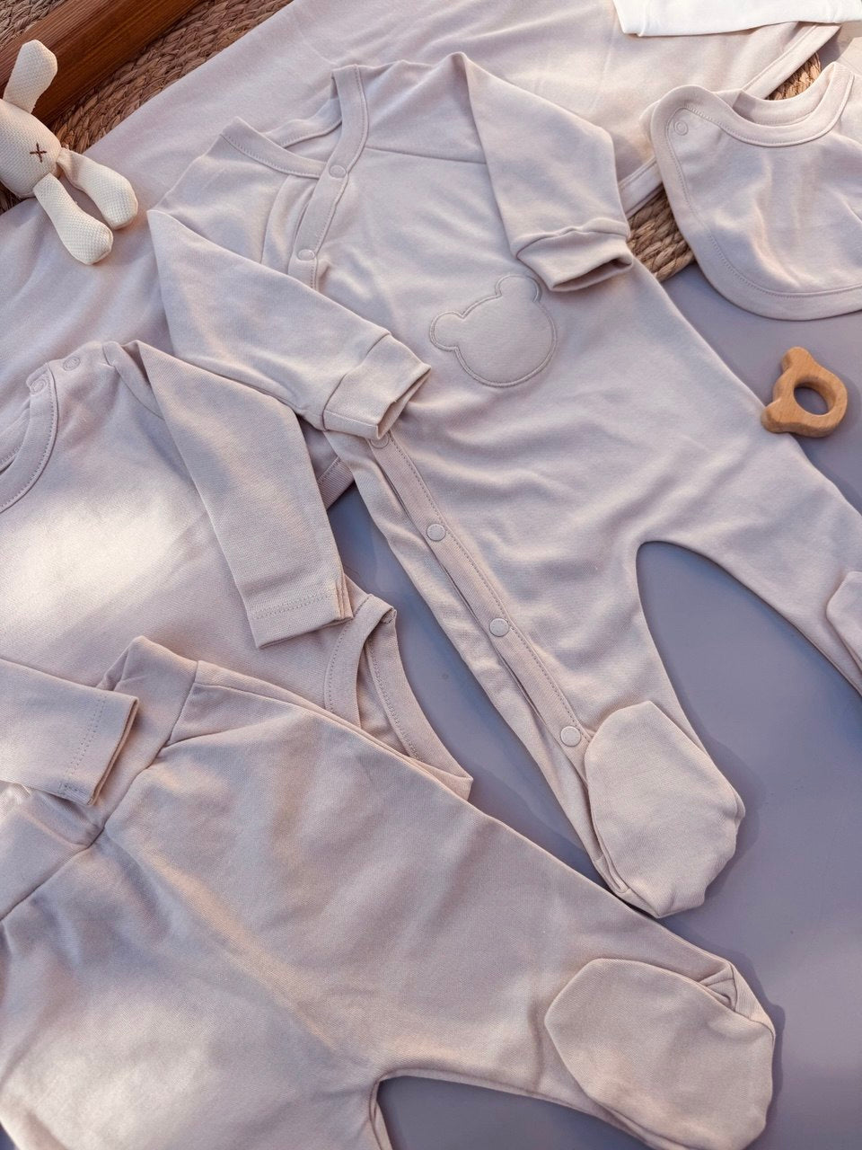 Beige Simple Cotton Hospital Set 9 Pcs