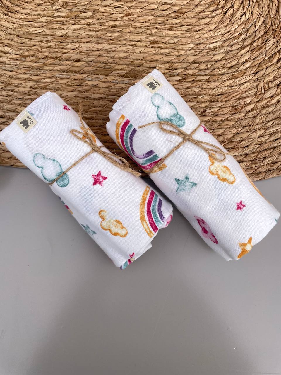 White And Pink Rainbow Muslin Swaddle