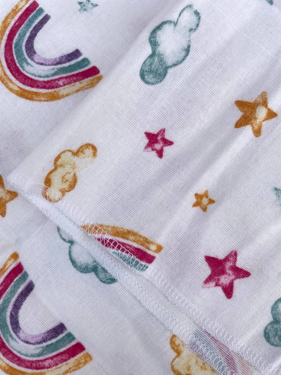 White And Pink Rainbow Muslin Swaddle