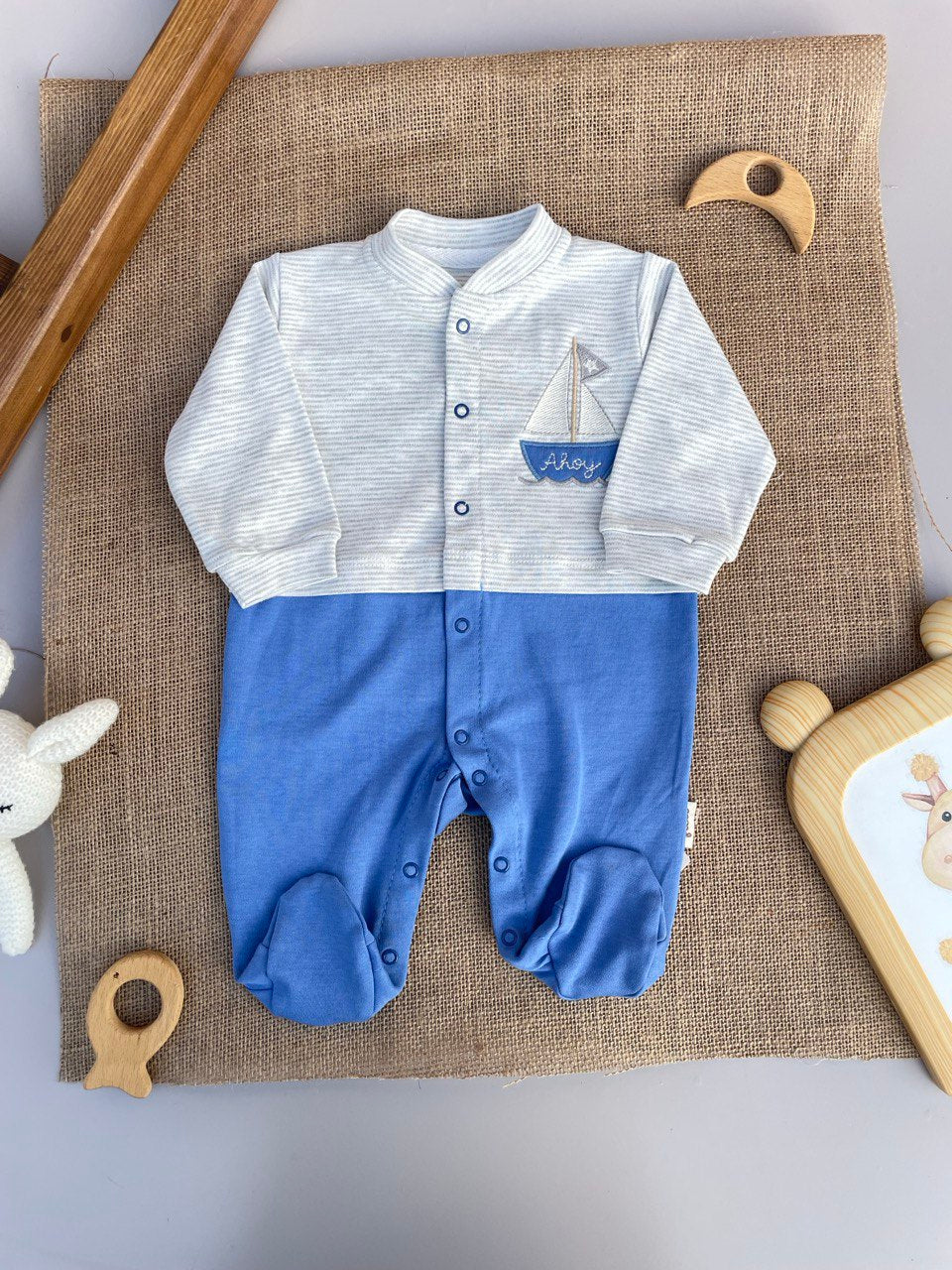 Grey And Blue Boat Overall