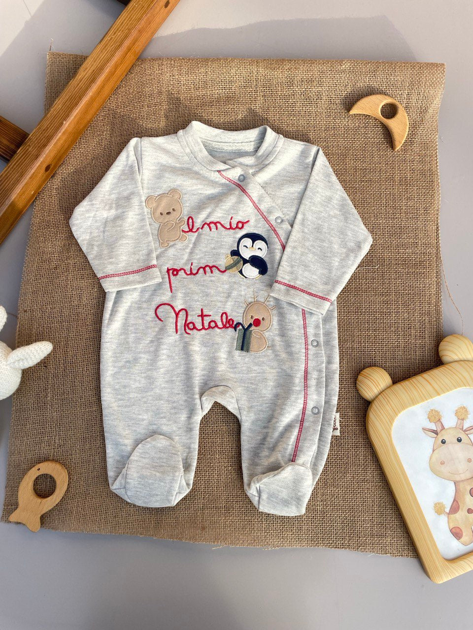 Grey And Red Cotton Overall