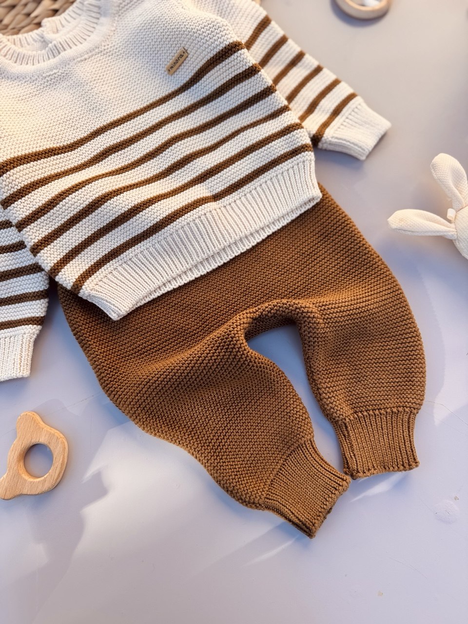 Brown And Beige Tricot Set 2 Pcs