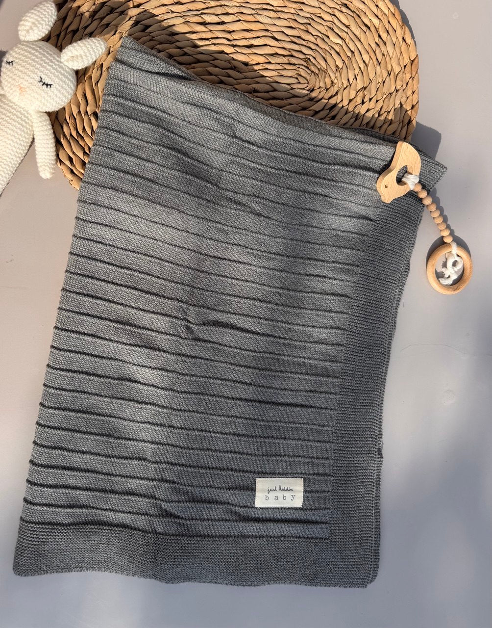 Grey Tricot Baby Blanket