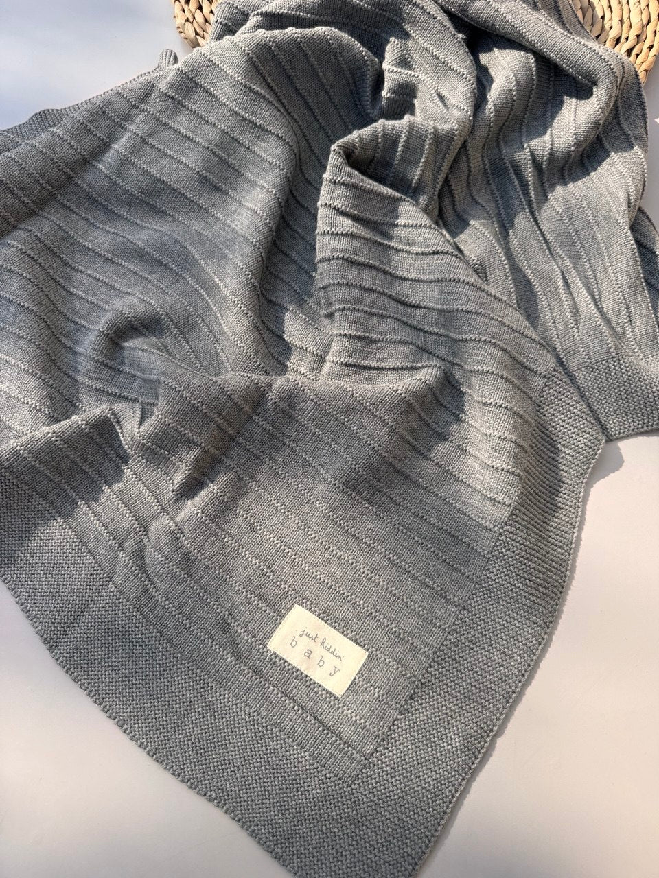Grey Tricot Baby Blanket