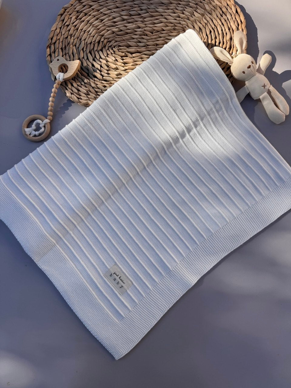 Off White Tricot Baby Blanket