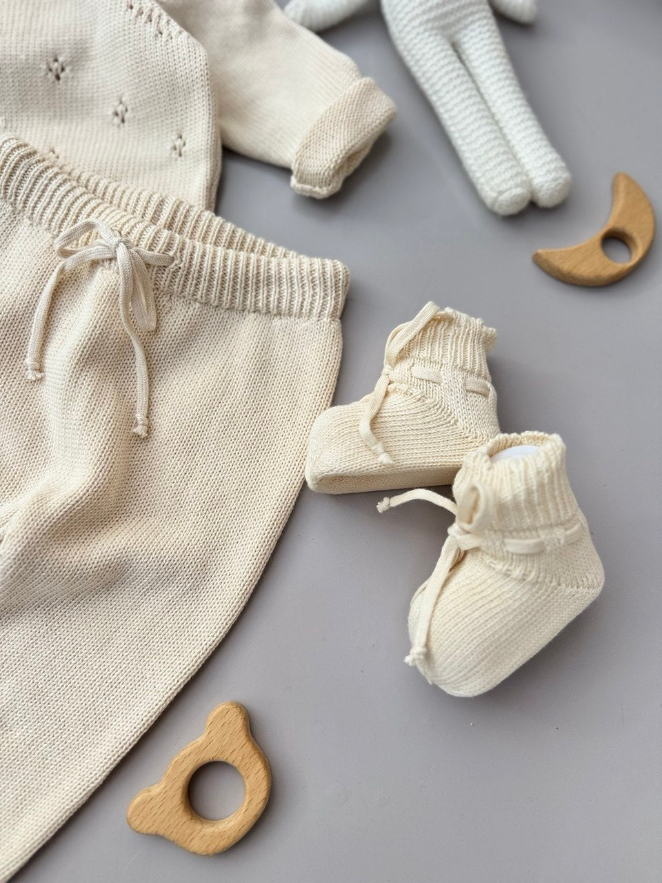 Premium Organic Cotton Knit Hospital Set 5-pieces Beige