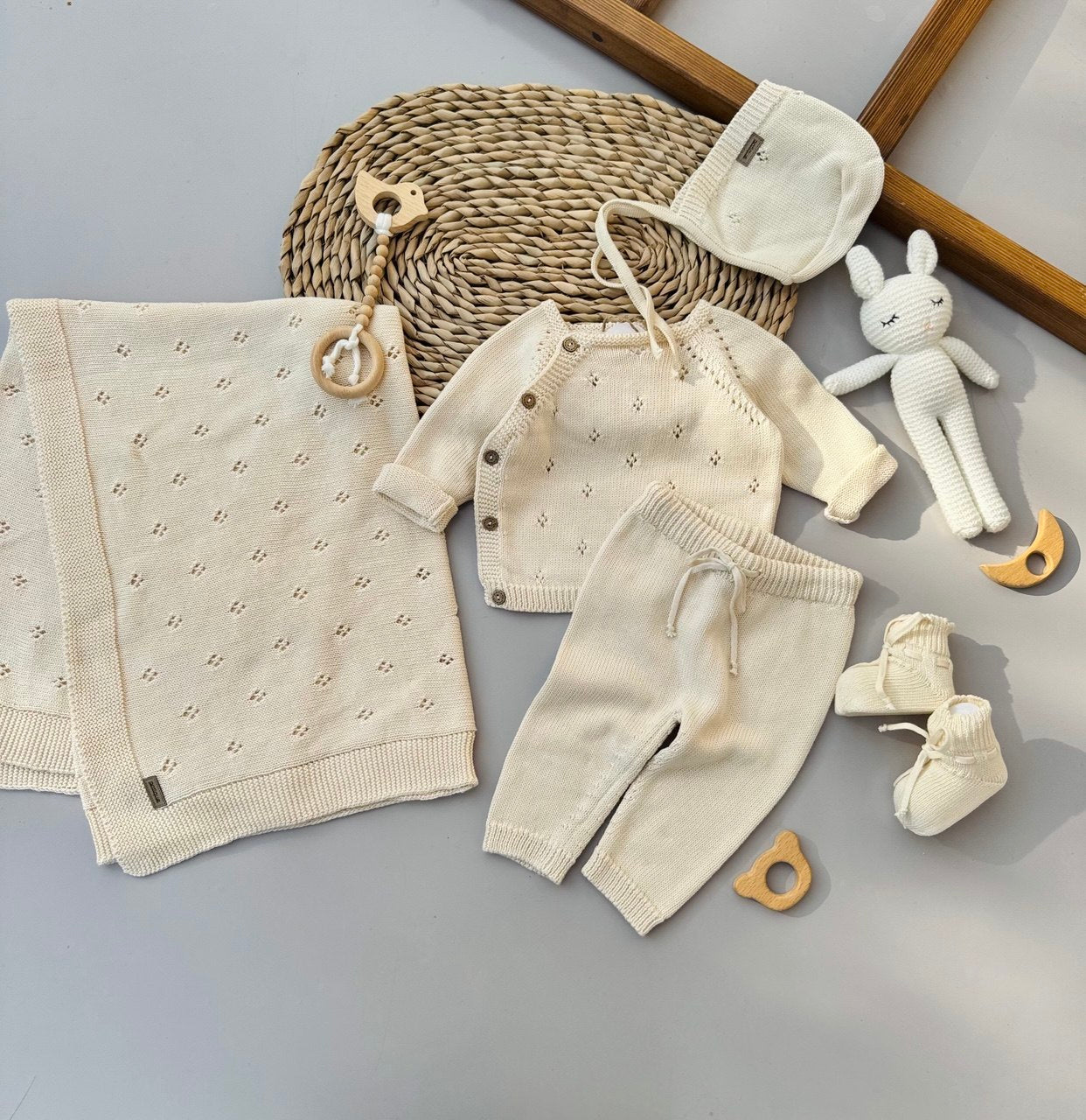 Premium Organic Cotton Knit Hospital Set 5-pieces Beige