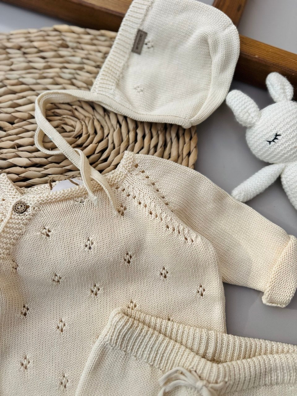 Premium Organic Cotton Knit Hospital Set 5-pieces Beige