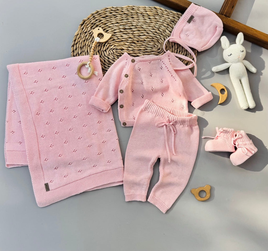 Premium Organic Cotton Knit Hospital Set 5-pieces Pink
