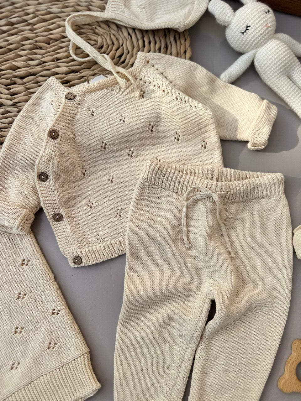 Premium Organic Cotton Knit Hospital Set 5-pieces Beige