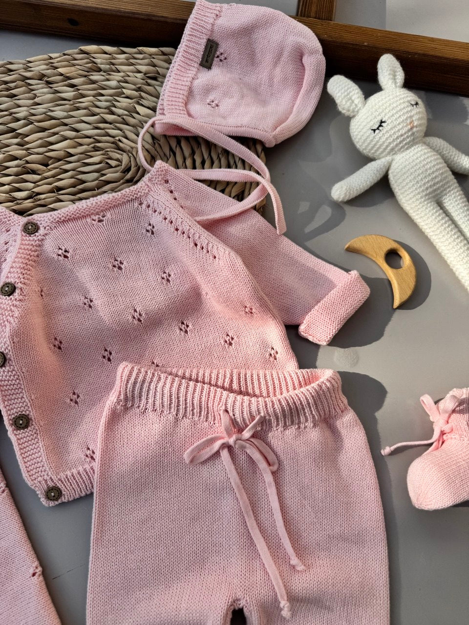 Premium Organic Cotton Knit Hospital Set 5-pieces Pink