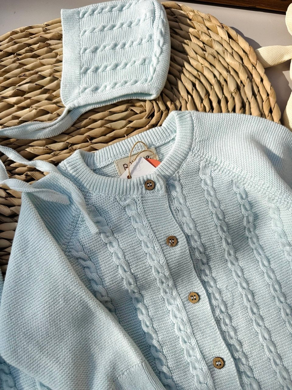 Premium Baby Blue Organic Cotton Knit Set 5-pieces