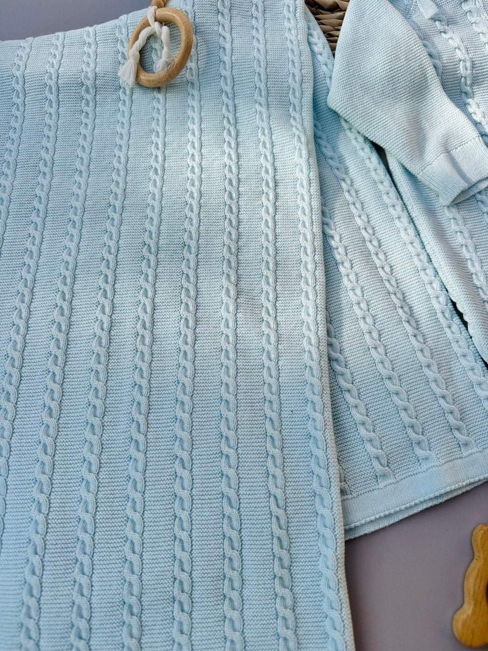 Premium Baby Blue Organic Cotton Knit Set 5-pieces
