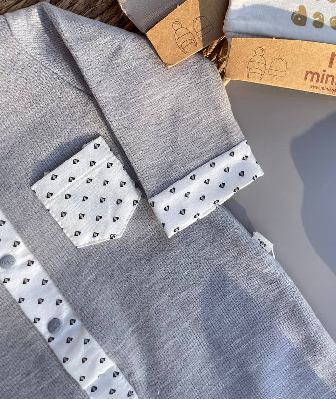 Grey And White Velvet Overall