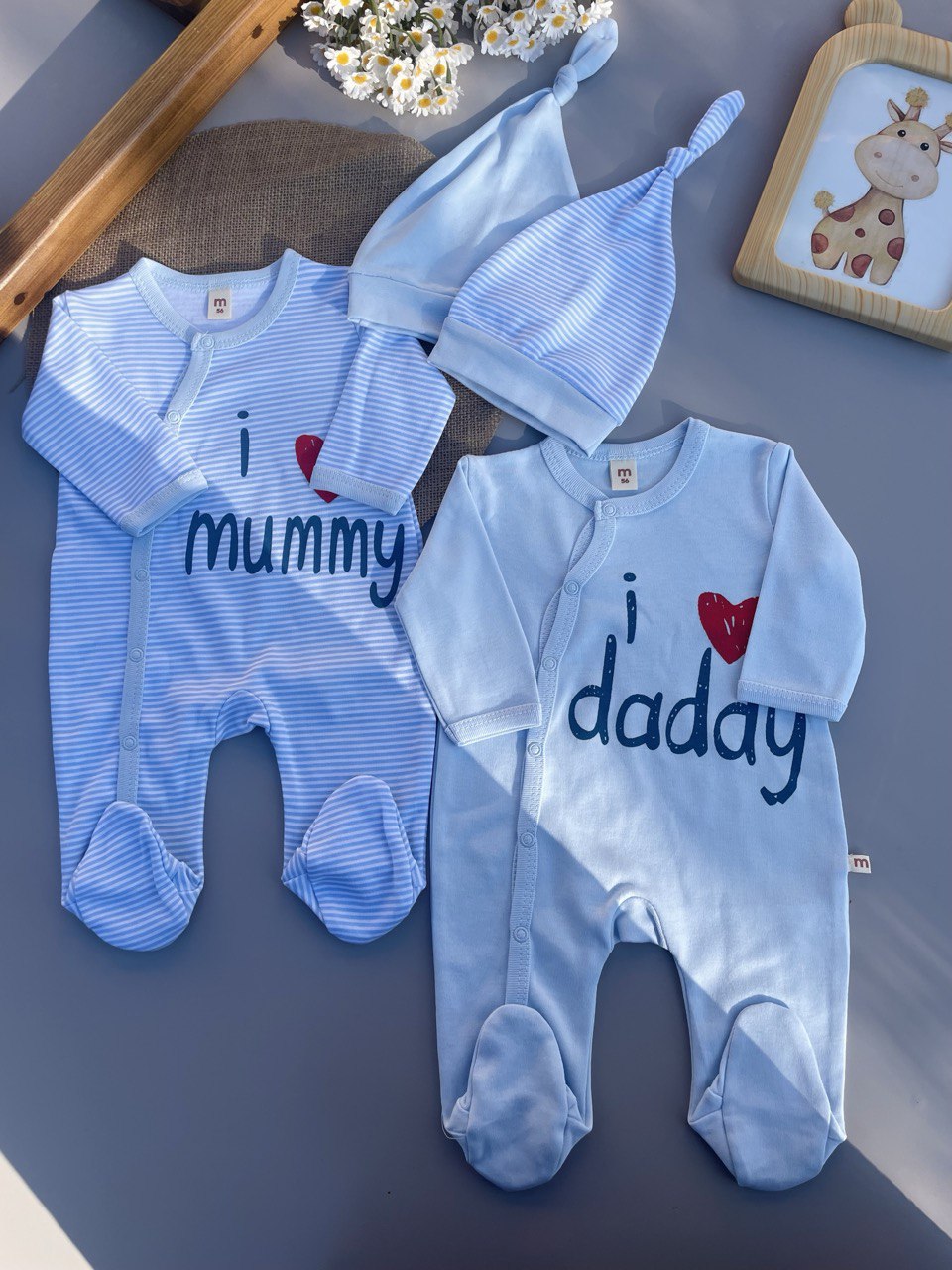 Blue And White Cotton Overalls