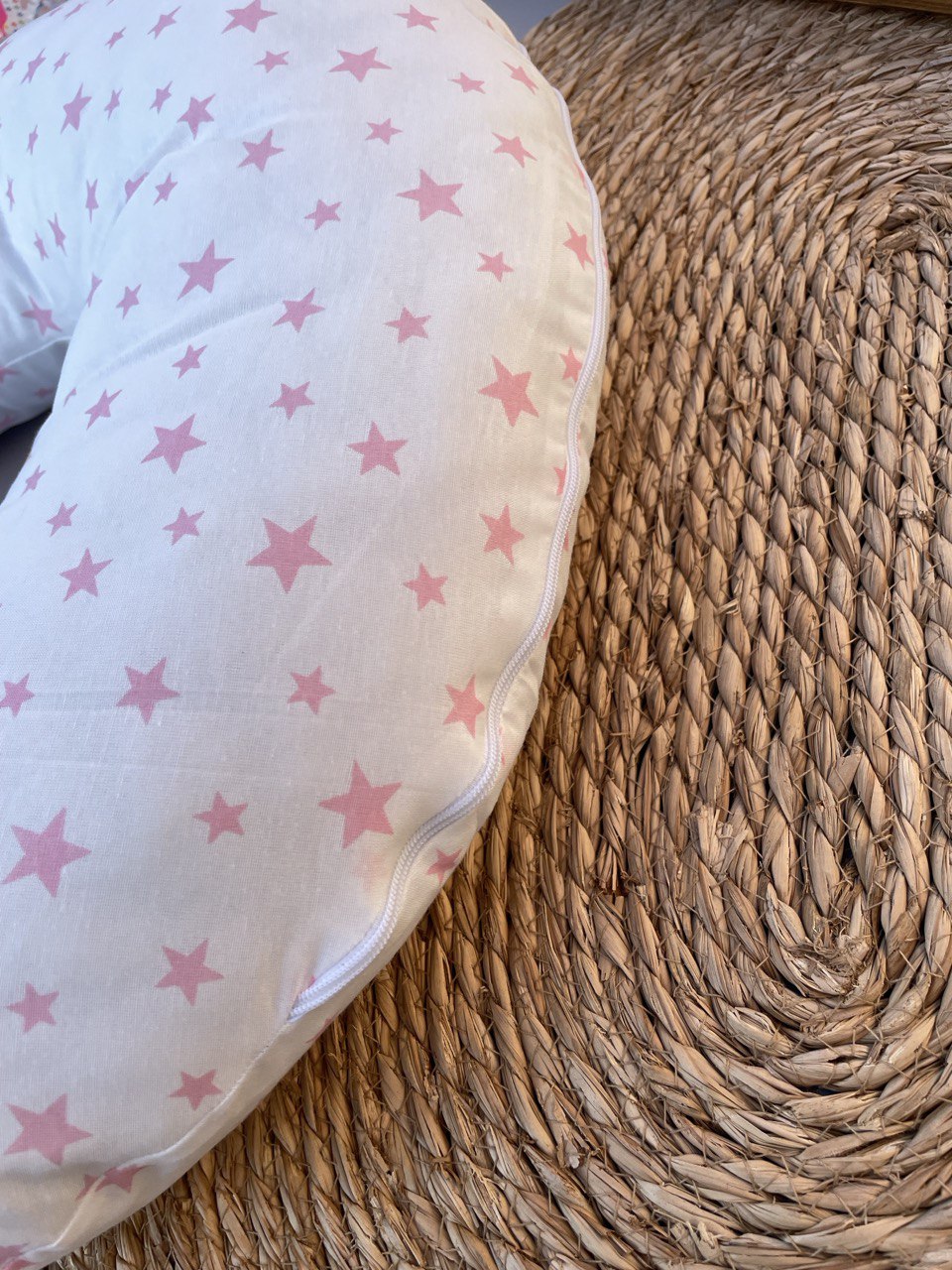 White And Pink Stars Breastfeeding Pillow