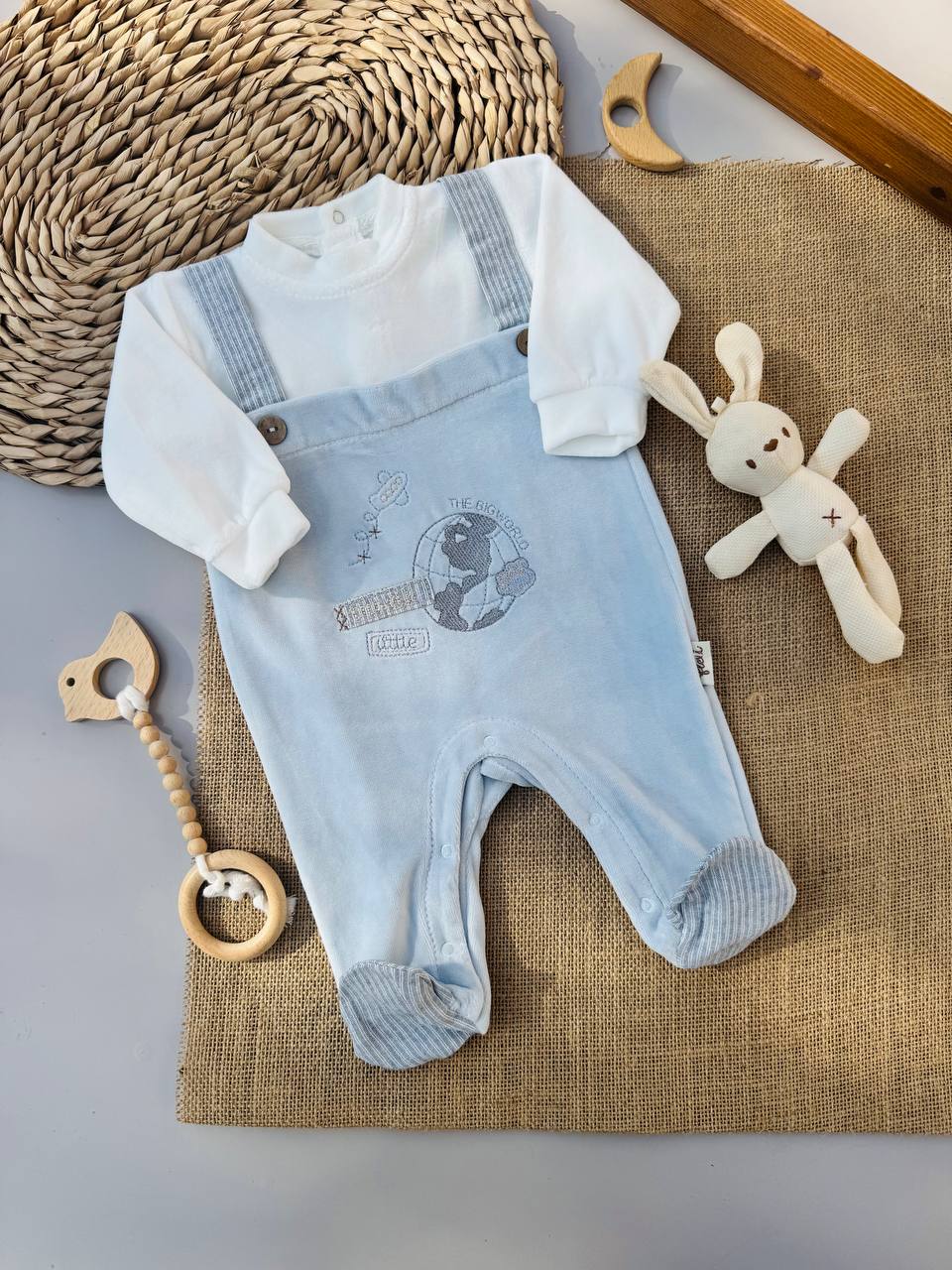 Blue The Big World Velvet Overall