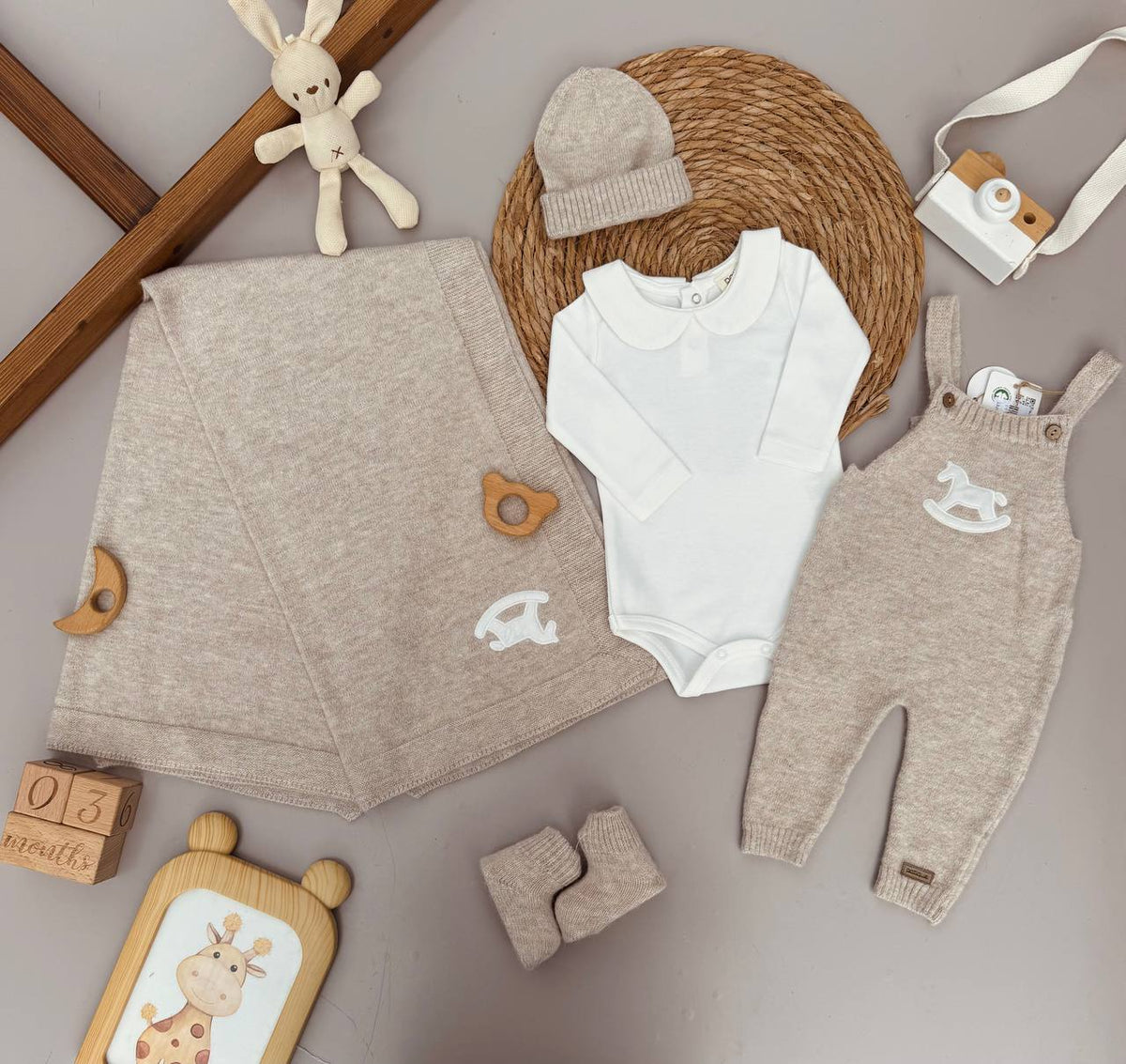 Premium Organic Wool GOTS Certified Hospital Set Beige Horse