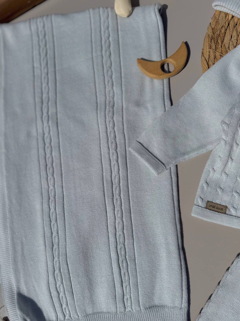 Baby Blue Organic Knit Cotton Hospital Set 5 Pcs