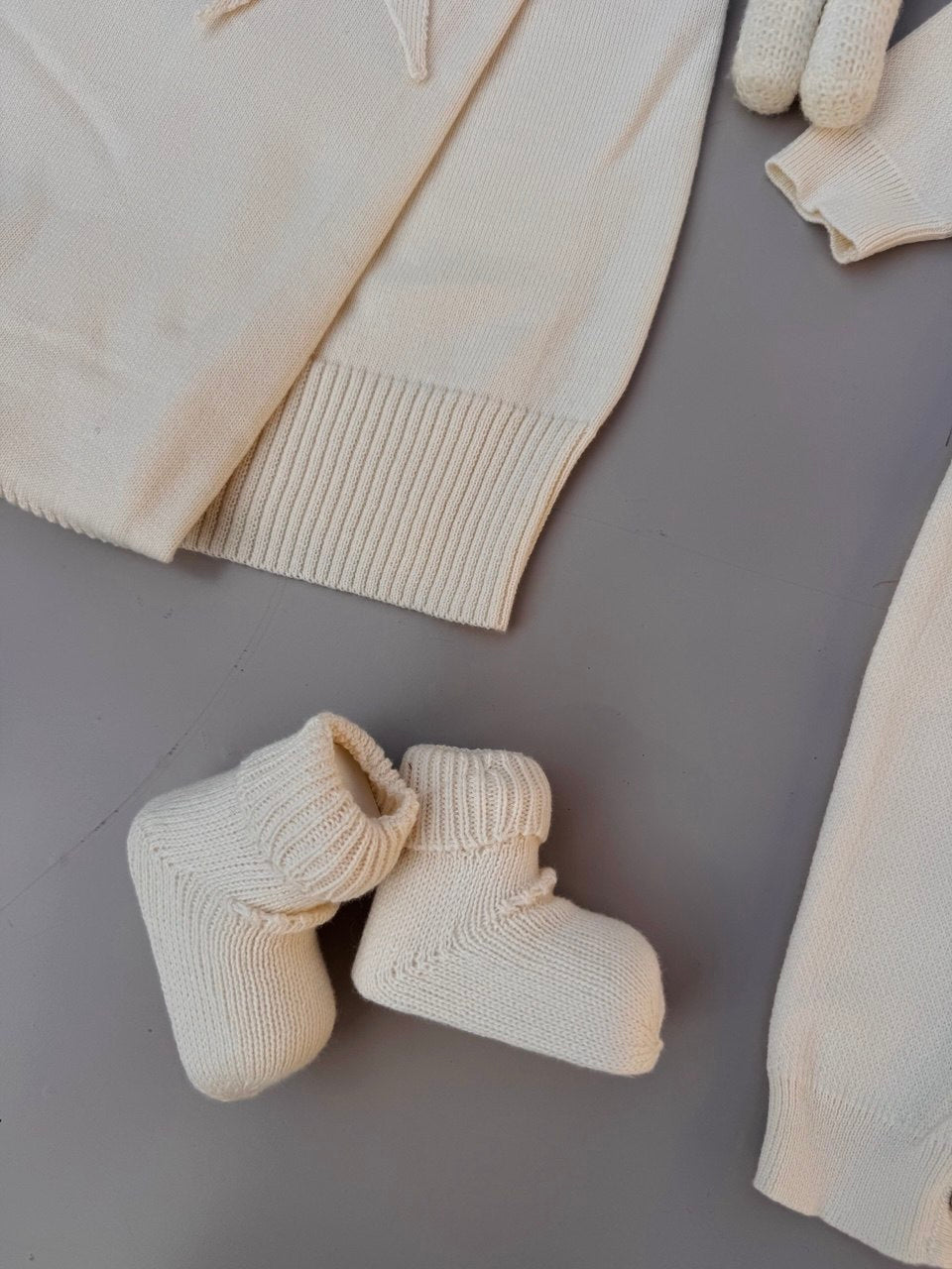 Off-White Bow Organic Knit Cotton Hospital Set 5 Pcs