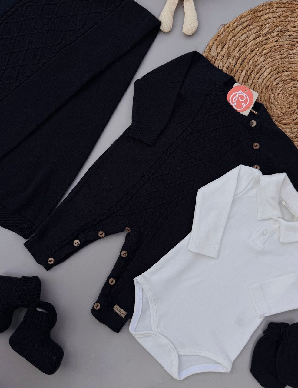 Navy Blue Organic Knit Cotton Hospital Set 5 Pcs