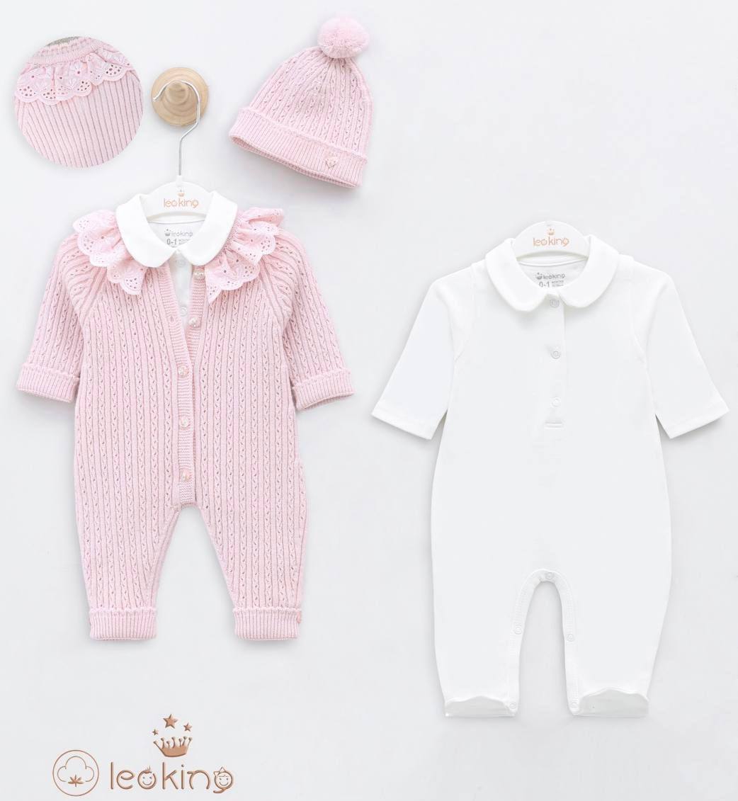 Pink Wool Overall 3 Pcs