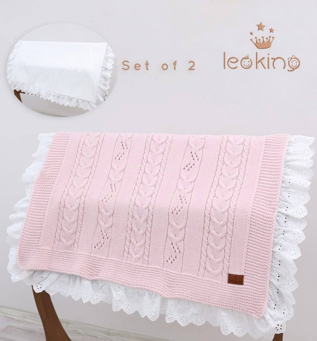 Pink Wool and White Cotton 2 Blankets
