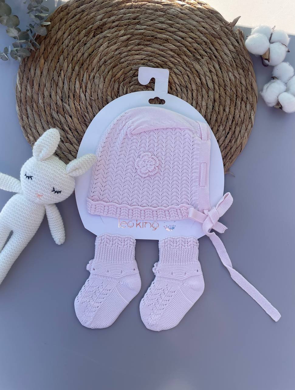 Pink Organic cotton Hat With Socks