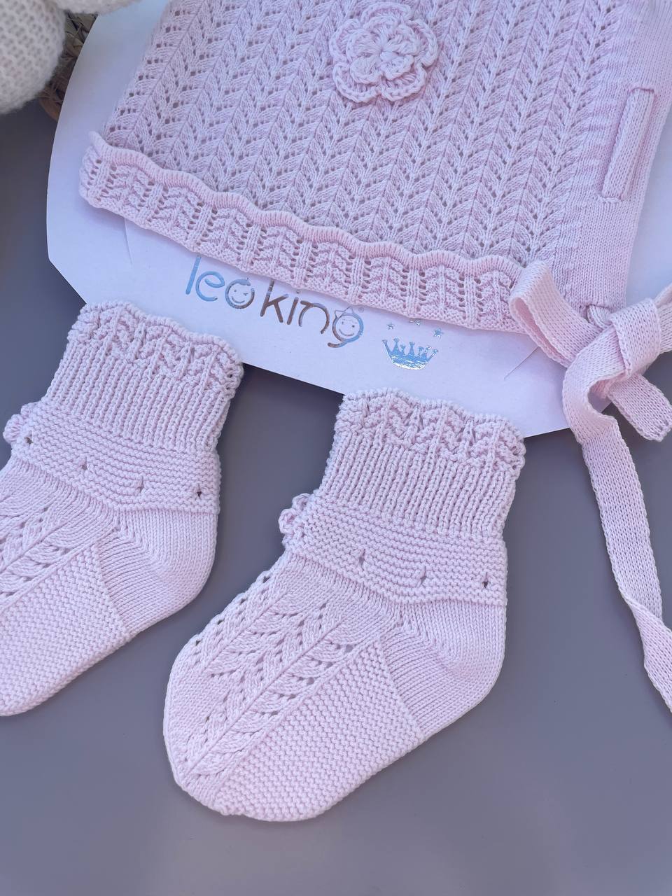 Pink Organic cotton Hat With Socks