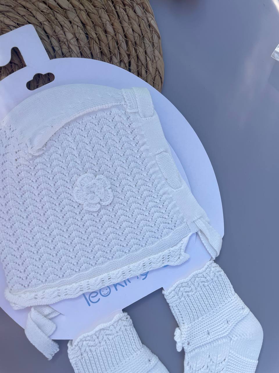 Off White Organic cotton Hat With Socks