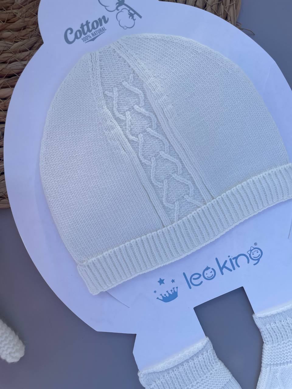 Off White Organic cotton Hat With Socks