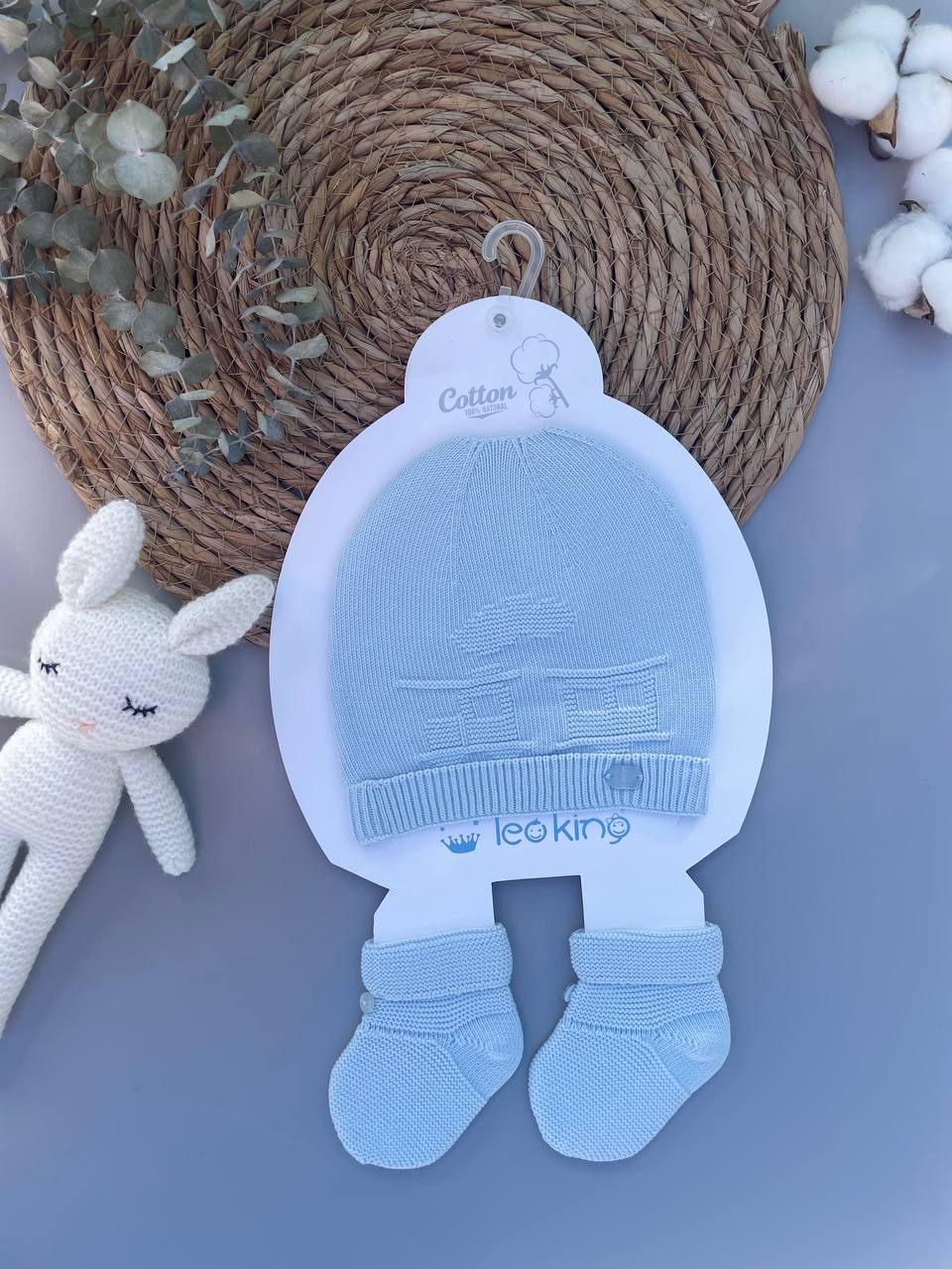 Blue Organic cotton Hat With Socks