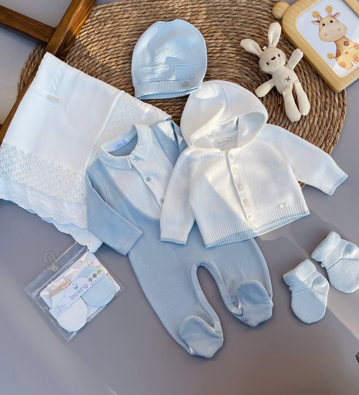 Blue And White Overall With Jacket