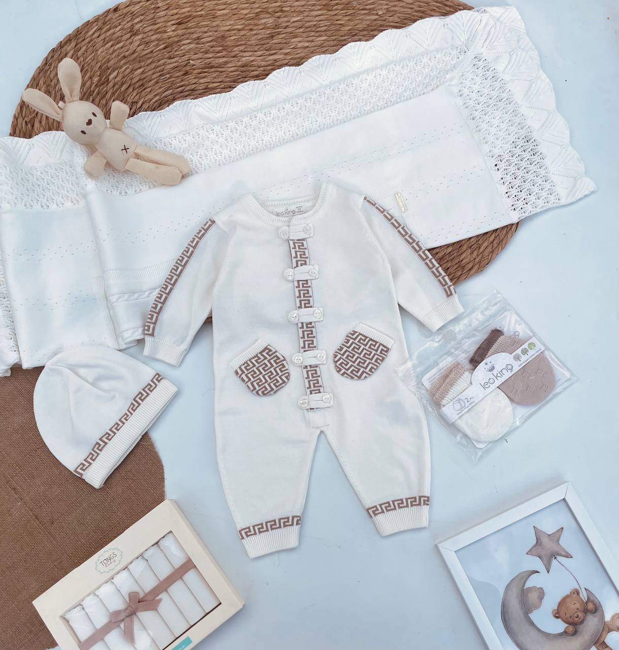 Beige And White Overall With Hat Versace