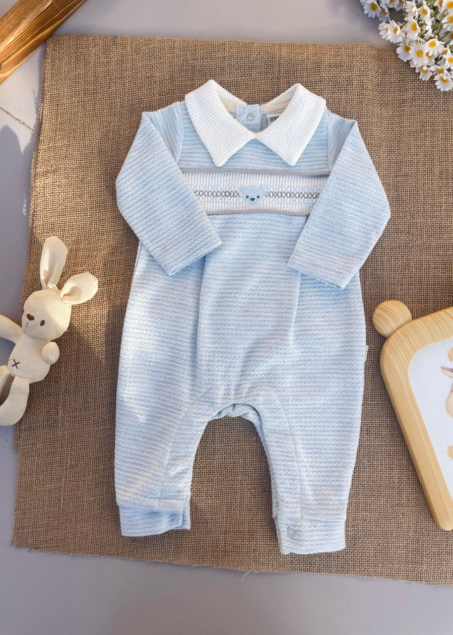 Blue And White Overall Bear