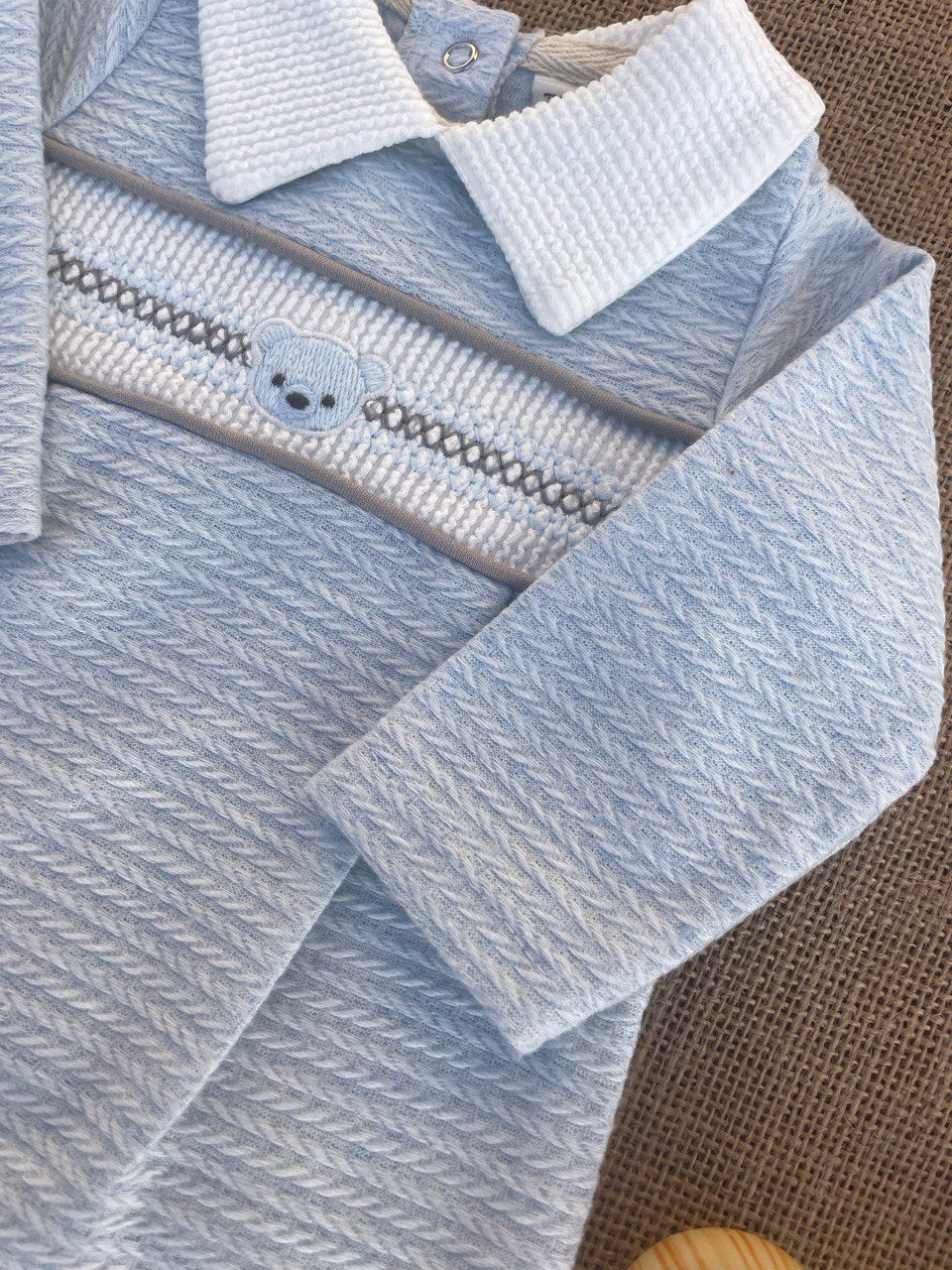 Blue And White Overall Bear