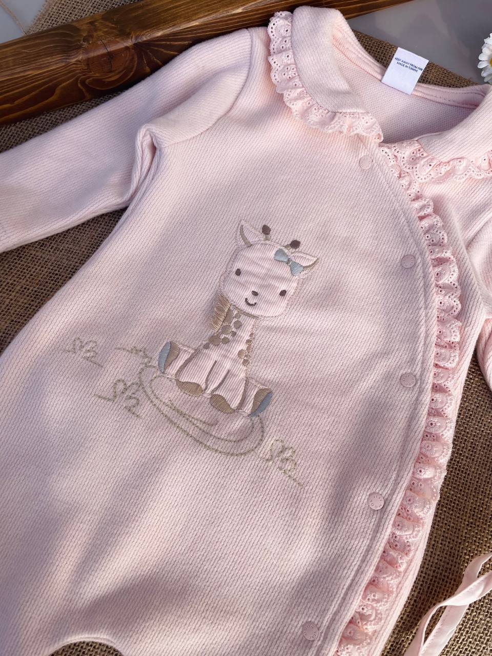 Pink Giraffe Overall With Hat