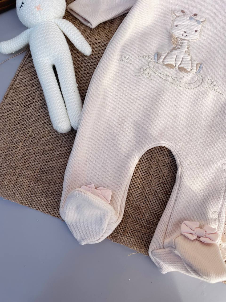 Beige Giraffe Overall With Hat