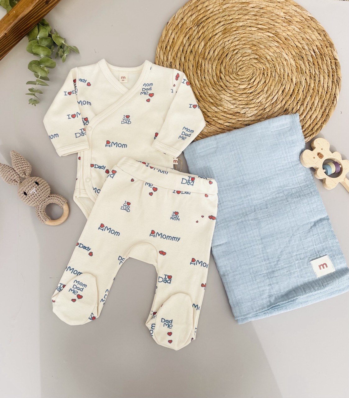 I love Mom And Dad 3 Pcs Cotton Set