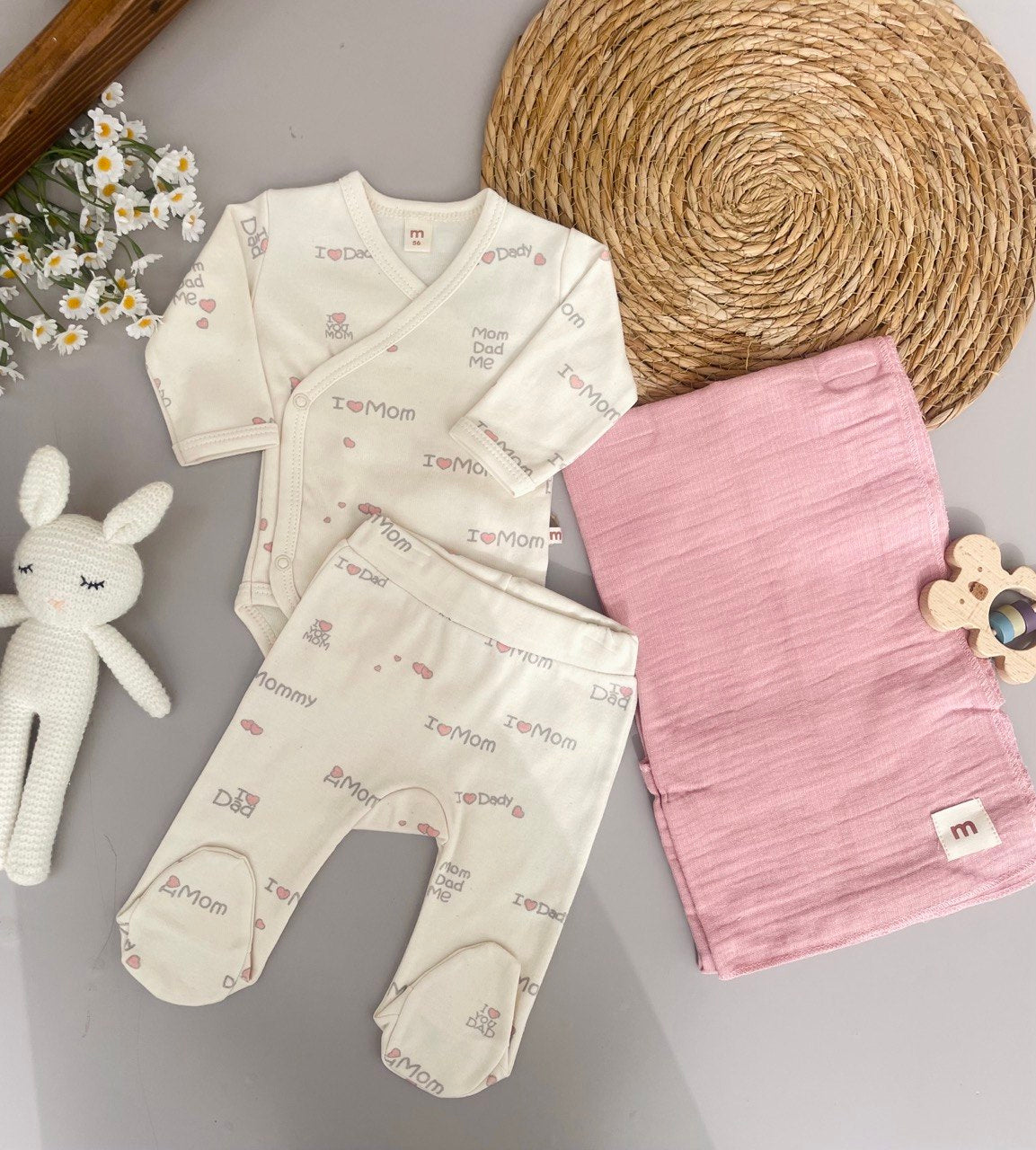 I love Mom And Dad 3 Pcs Cotton Set