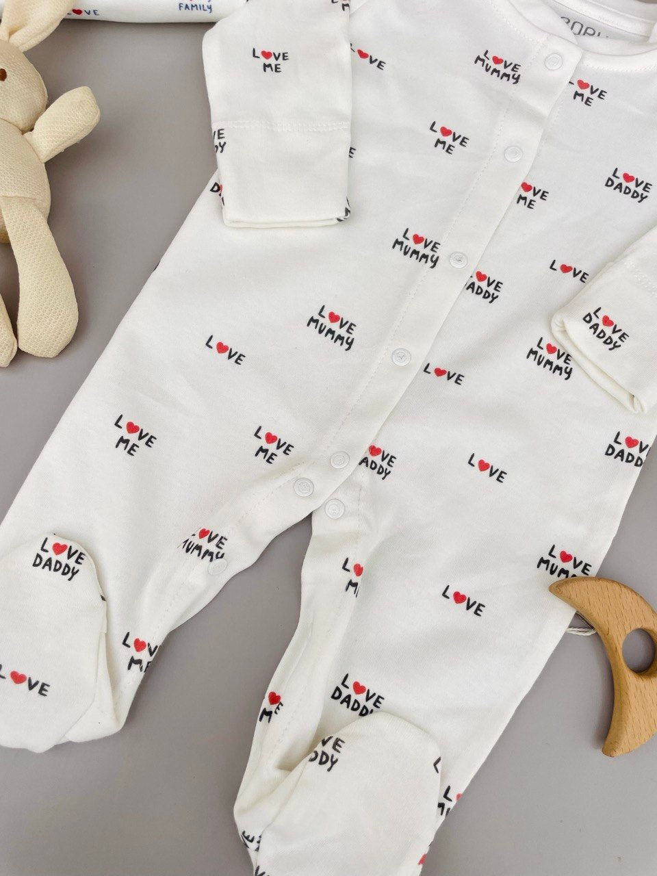 I Love Mom And Dad Cotton Overall With Hat Unisex