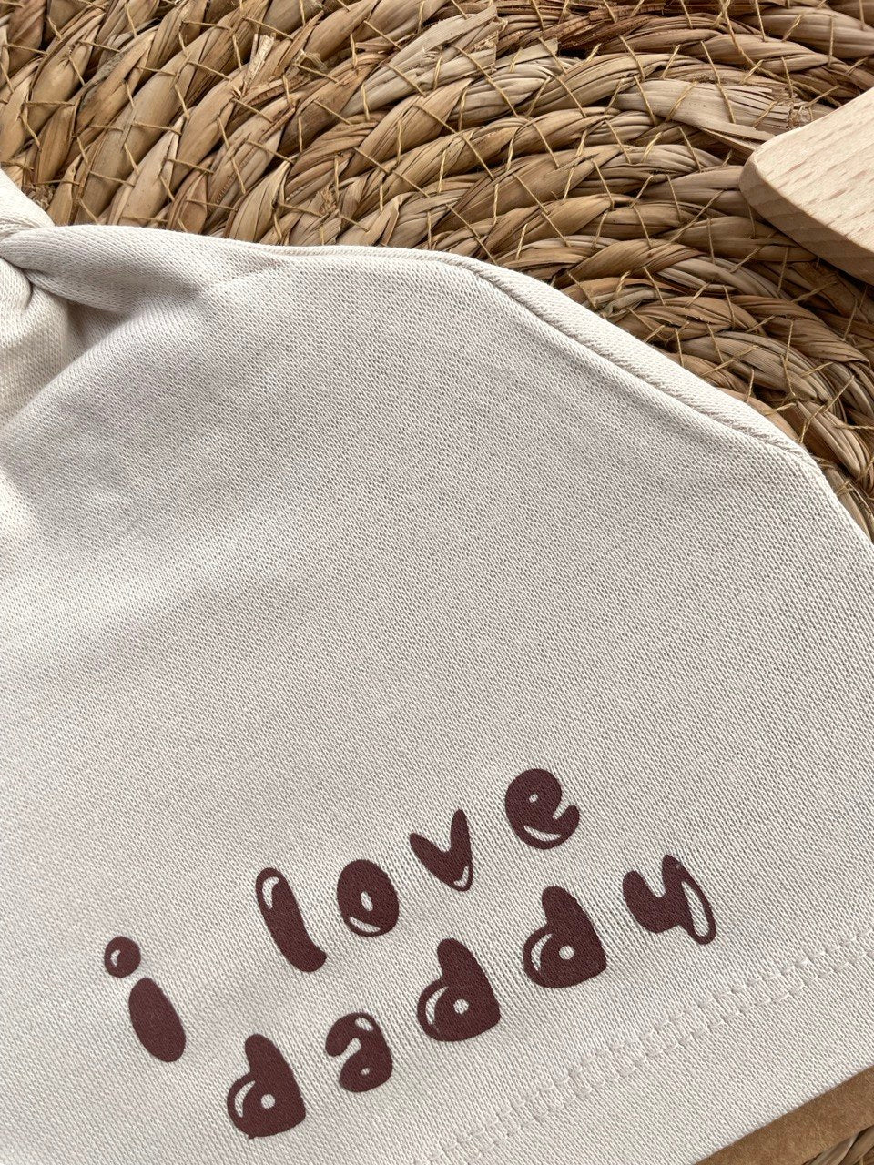 Beige I Love Daddy Cotton Hat