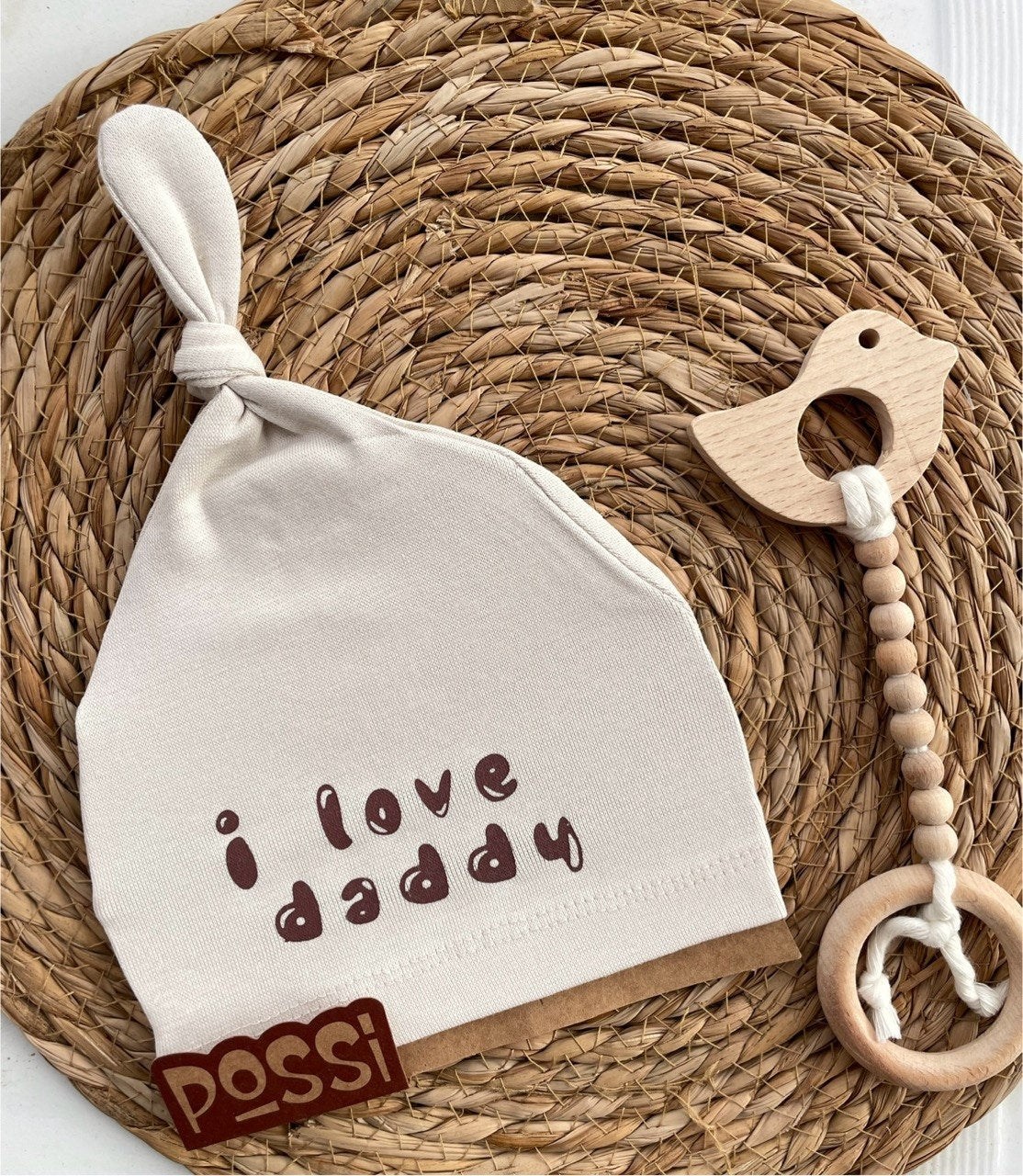Beige I Love Daddy Cotton Hat