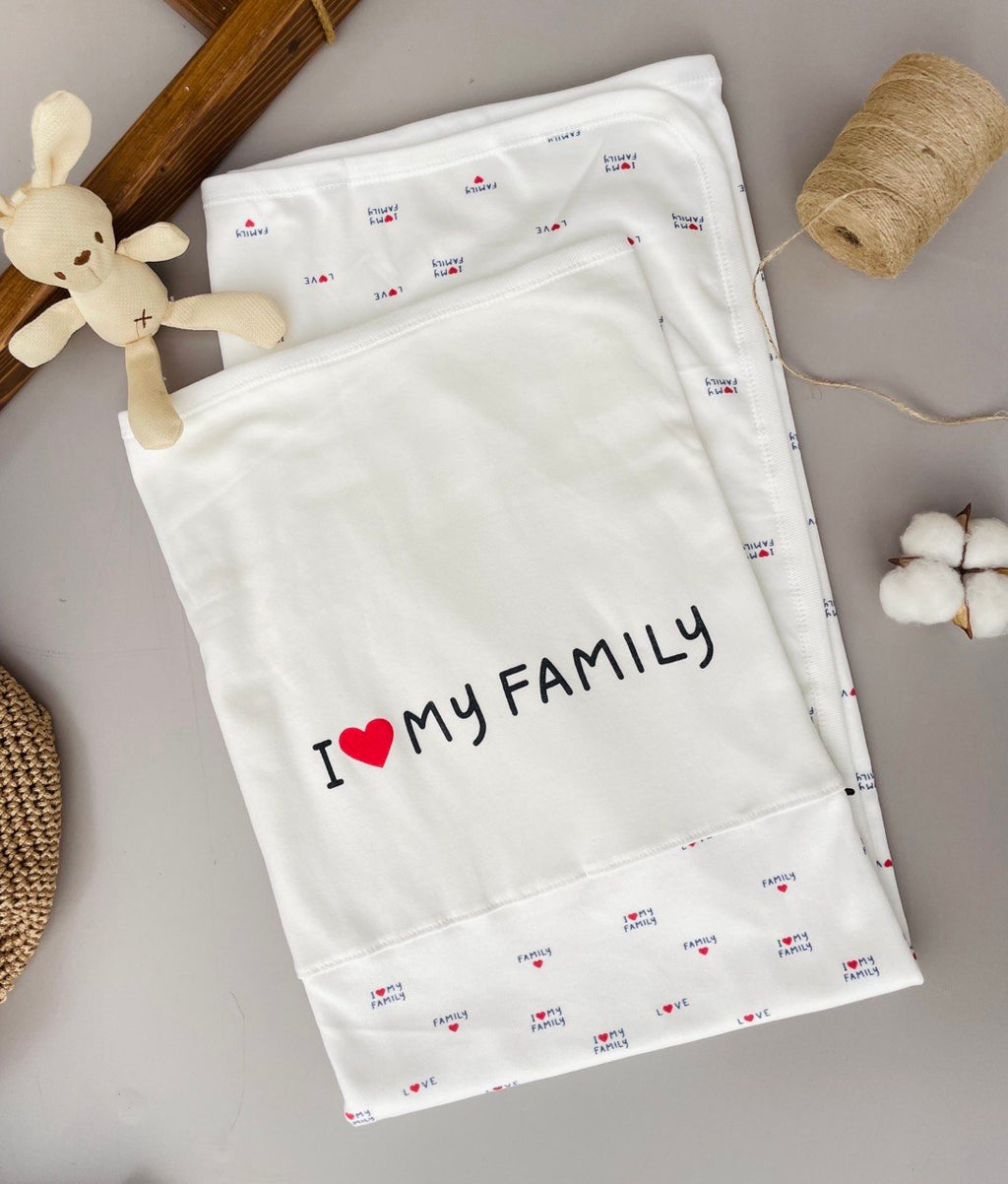 I love My Family Cotton Blanket