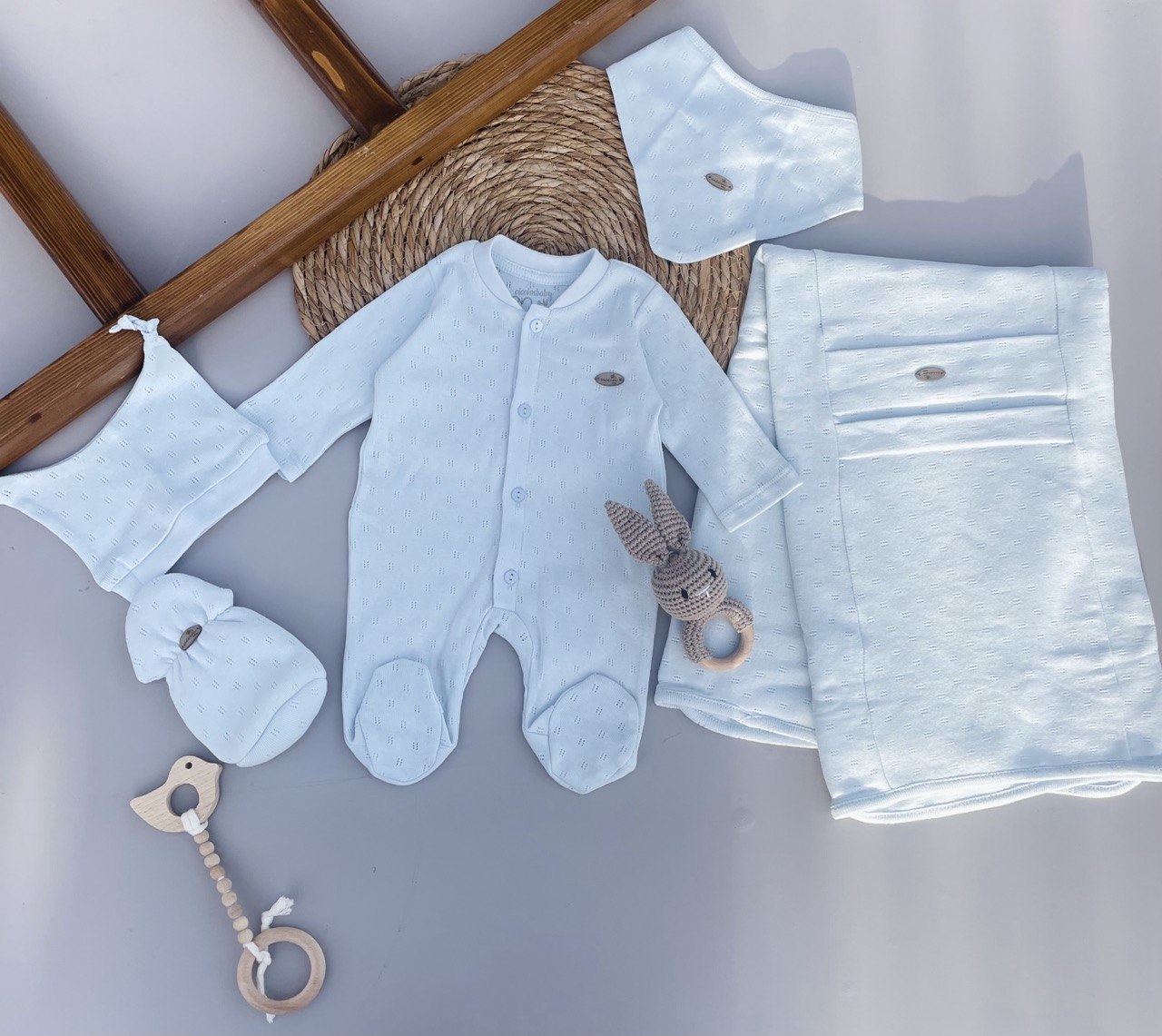 Simple Blue Cotton Hospital Set 5 Pcs