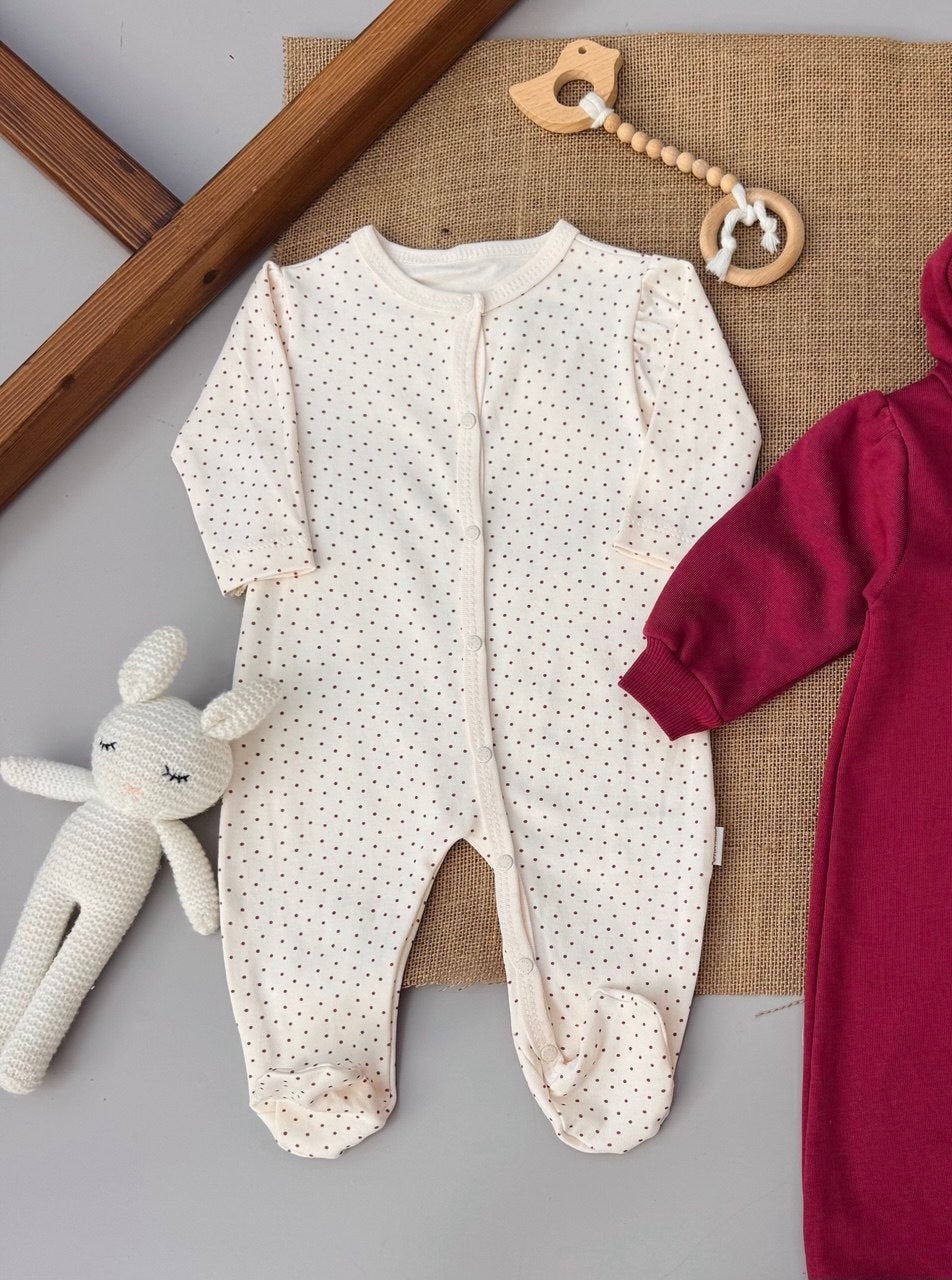 Cherry Thick Hooded Romper With basic Overall